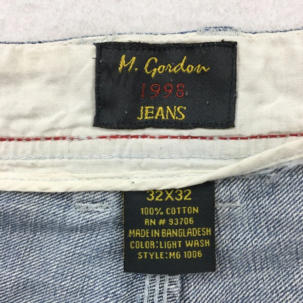 M. Gordon Jeans Mens Y2K 32x32 Light Wash Denim Carpenter Work Pants Straight
